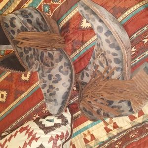 Liberty Black fringe ankle boots